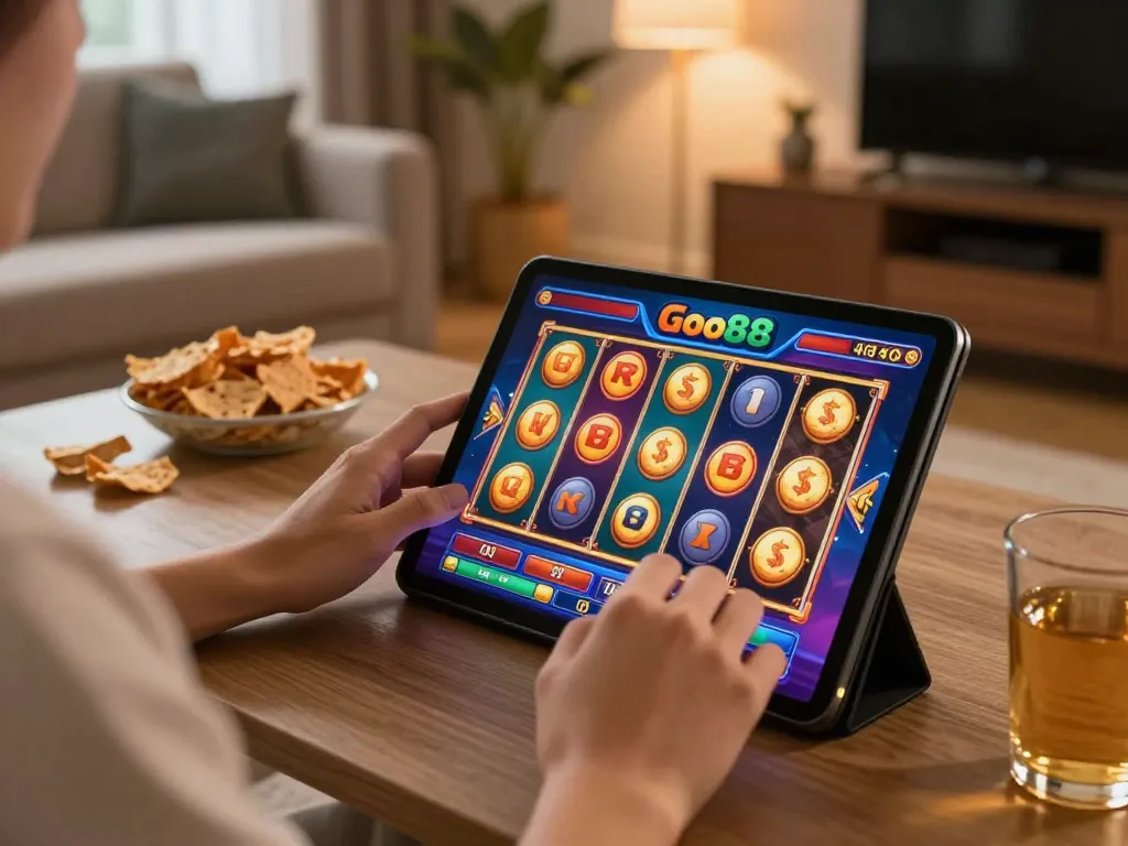 Engaging in exciting slot games on Go88 within a cozy home ambiance