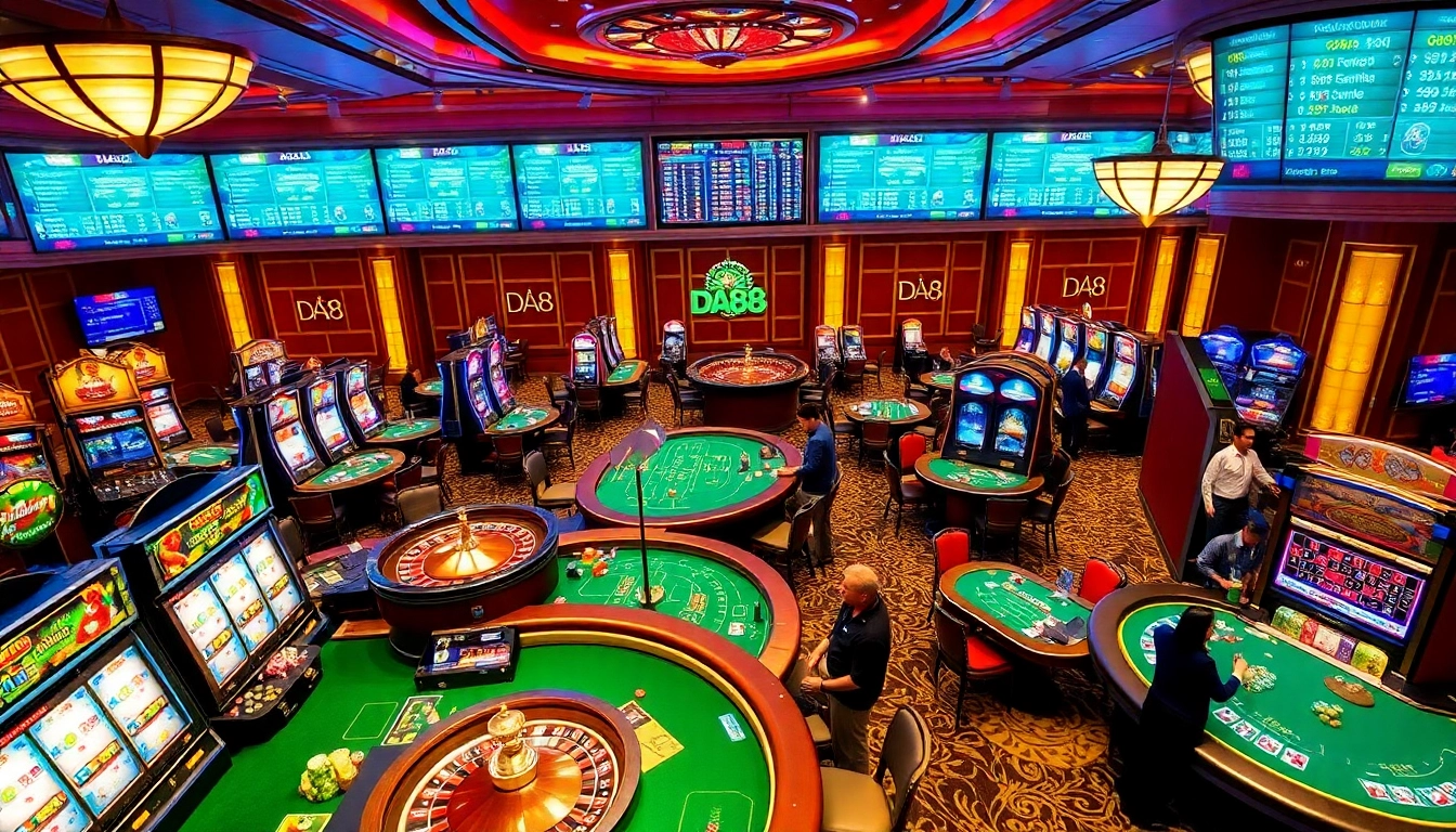 Experience the excitement of gambling at DA88 with vibrant casino tables and engaging gameplay.