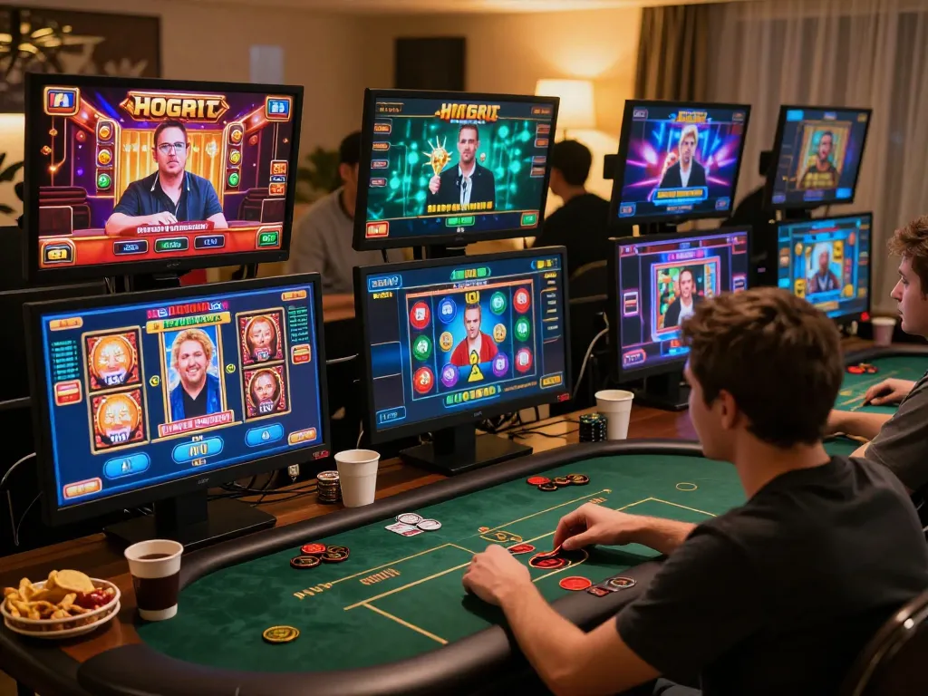 Players enjoying online games at 68gamebaivn with vibrant game interfaces and cozy ambiance.
