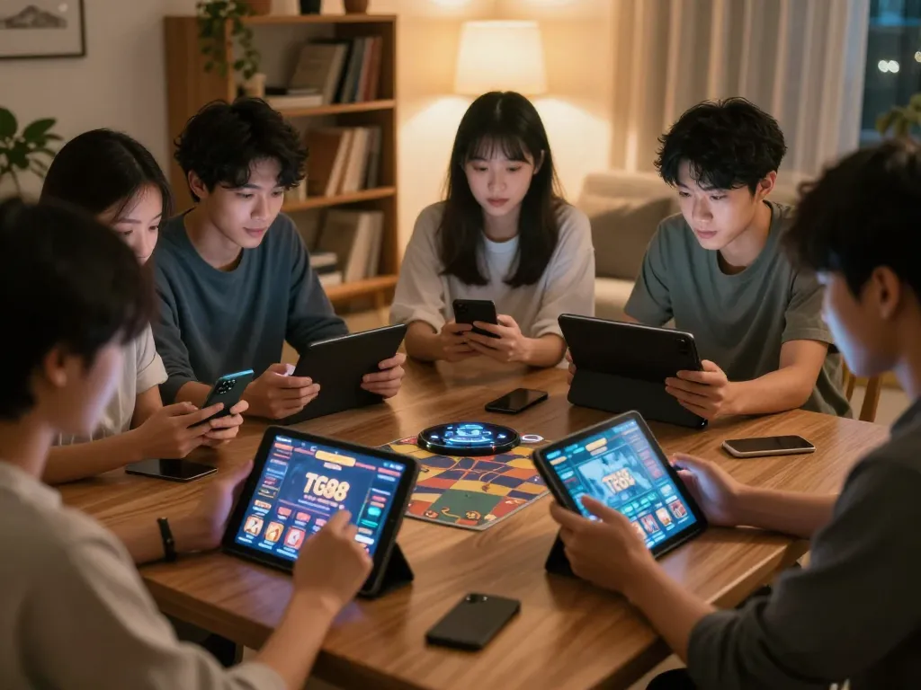 Engaging in strategic gameplay on TG88 online casino while enjoying a cozy home setting.
