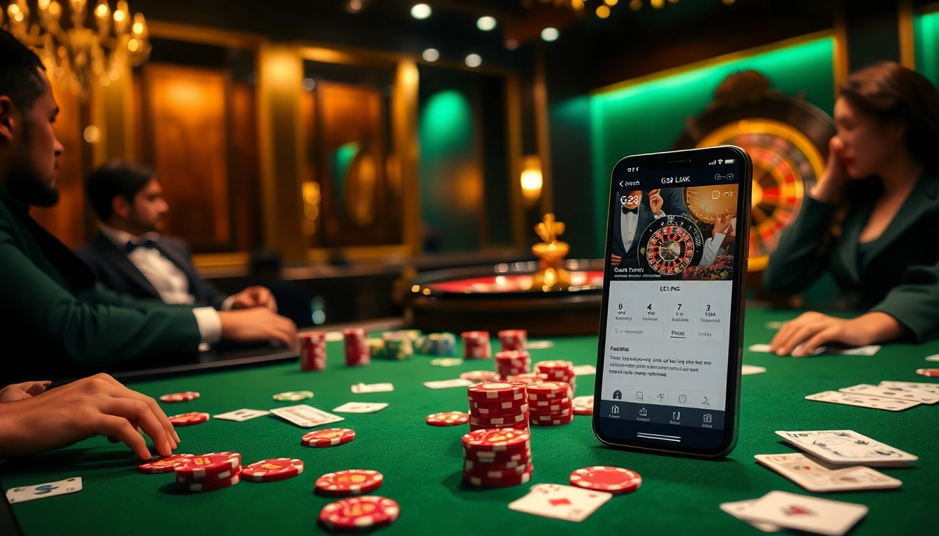 G28 LINK featured in a luxurious casino scene with poker chips and a roulette wheel.