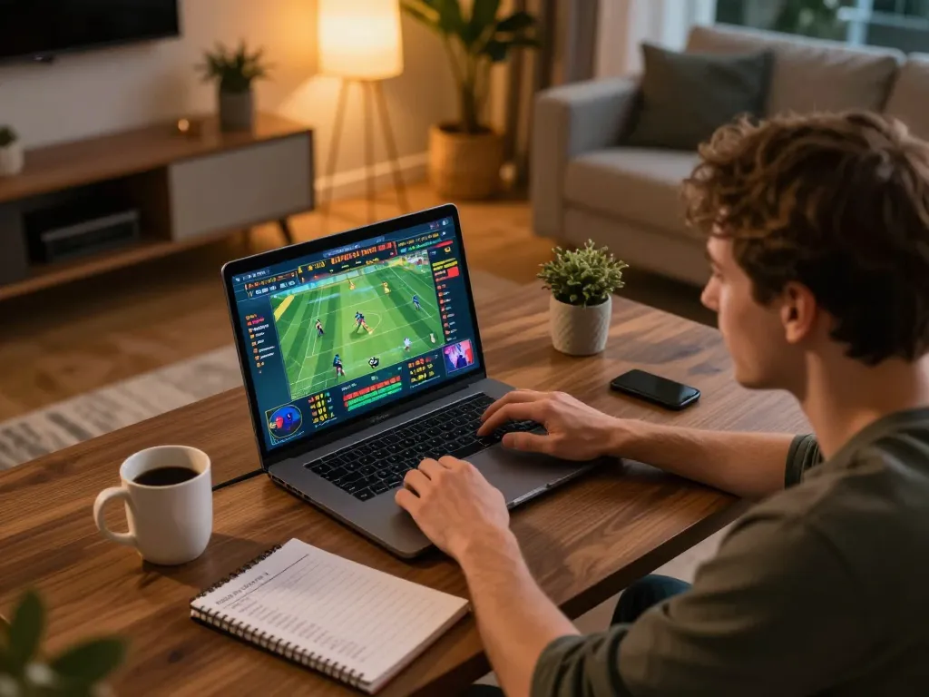 Bl555 user placing strategic bets at home online casino setup, focused on winning.