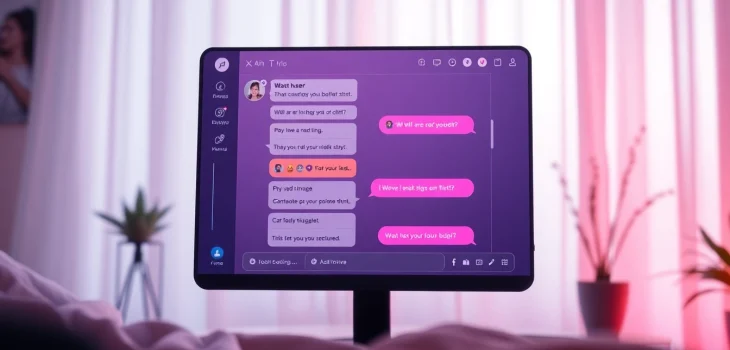 Engaging chat interface showcasing sex AI interactions with charming characters.