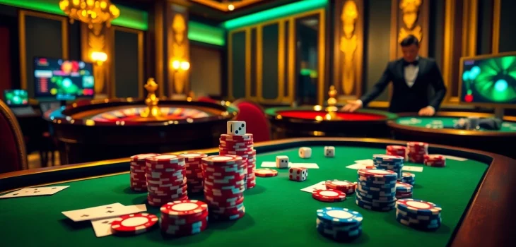 Experience thrilling casino action at 69vn.gb.net with vibrant poker tables and roulette wheels.