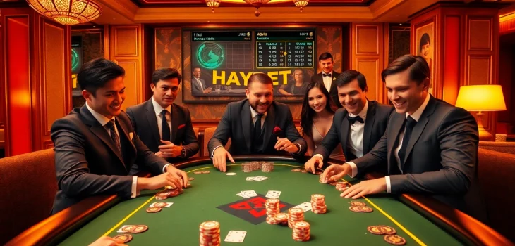 Experience the thrill of online gambling with HAYBET at a high-stakes poker table.