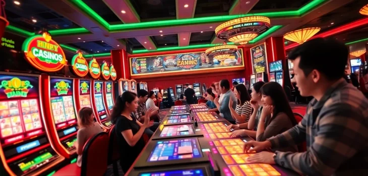 Experience the excitement of online gaming at vin777.gb.net with vibrant casino scenes and engaging players.