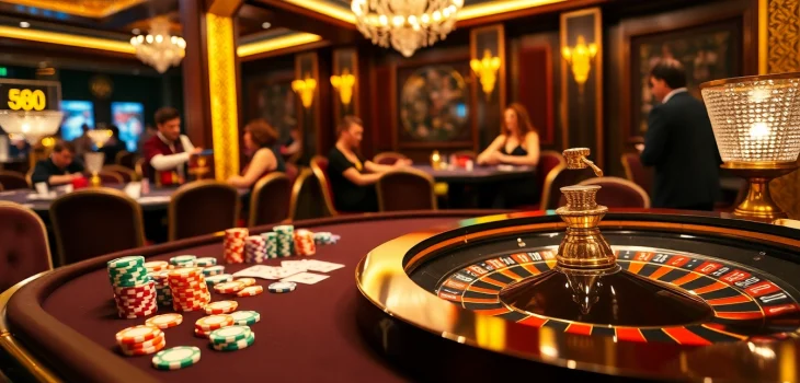 A thrilling poker table scene showcasing the 888vnd game, perfectly capturing the excitement of high-stakes gambling and casino elegance.