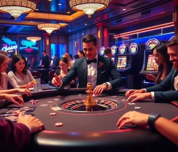 Players enjoying high-stakes gambling at a luxurious casino table, capturing the excitement of MB66.