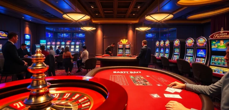 Experience thrilling gameplay at https://nk88.horse/ featuring engaging roulette and poker games in a luxurious casino.