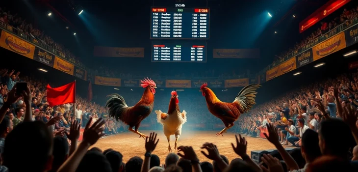 Experience thrilling live cockfighting at SV368win.live with vibrant arena action and enthusiastic spectators.