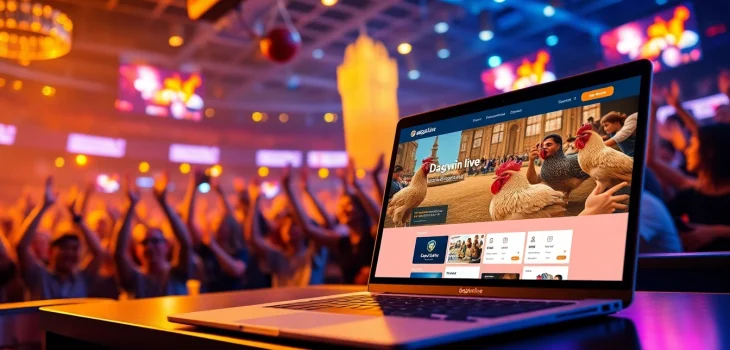 Experience thrilling live chicken fights on dagawin.live, showcasing dynamic betting excitement.