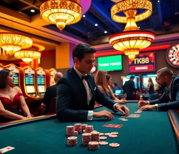 Experience the excitement of poker at TK88 Casino with professional dealers and vibrant atmosphere.